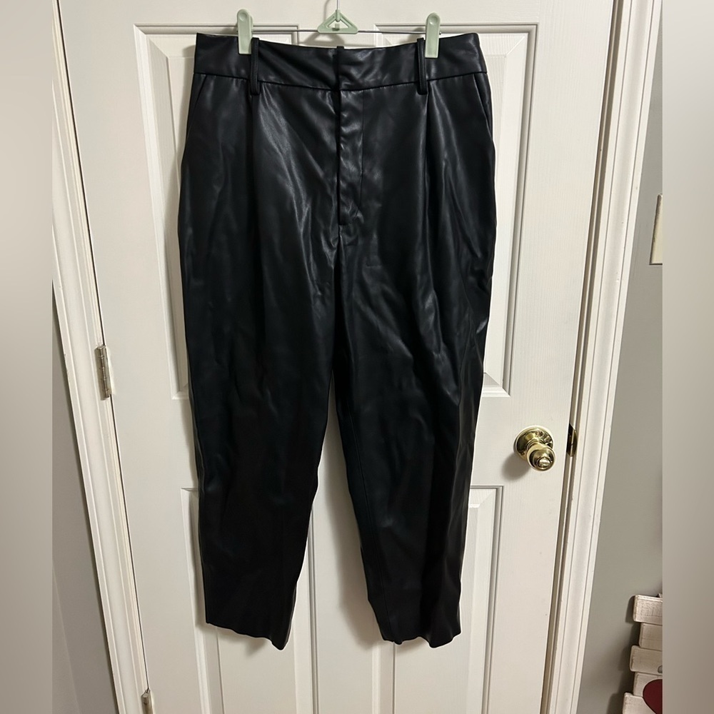 Zara Midnight Black Leather-Look Trousers
